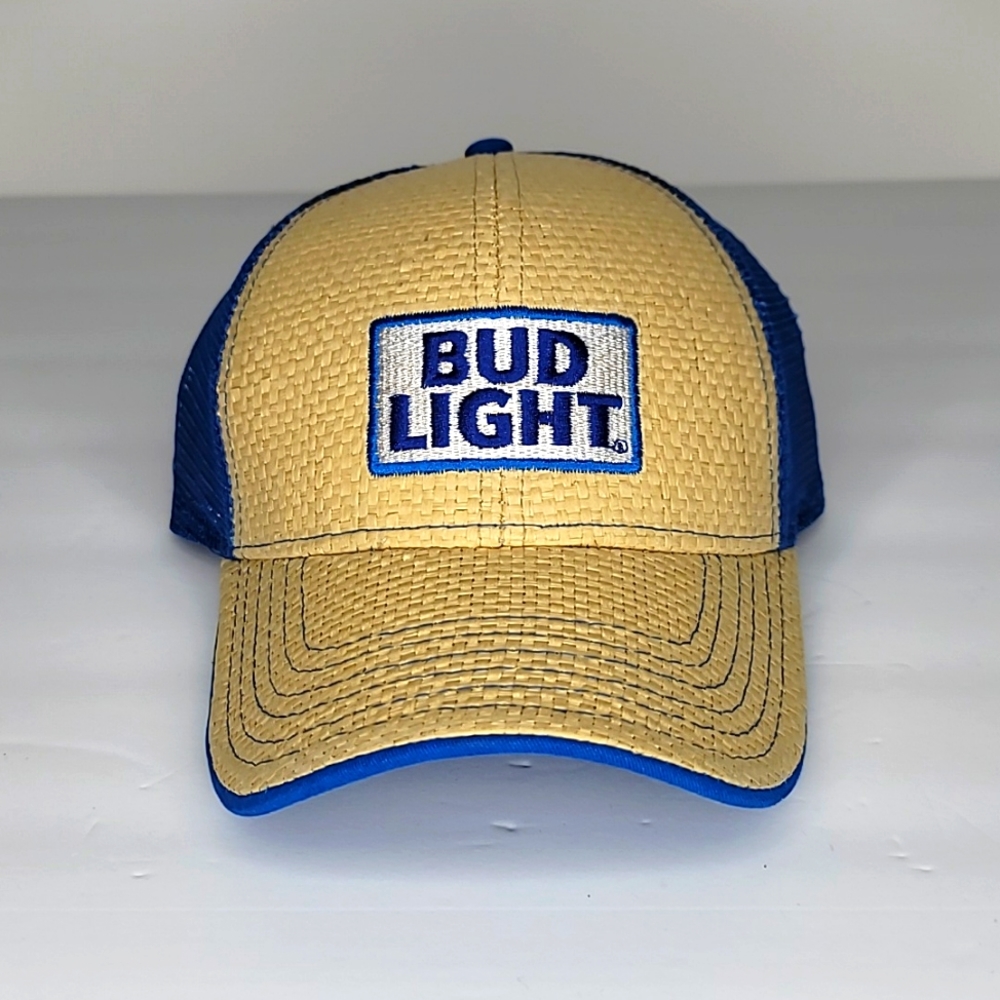 Bud Light Faux Straw Front Snapback Trucker Hat